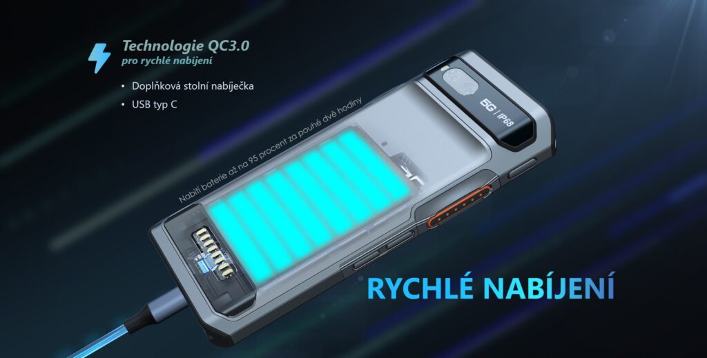 5G vysílačka Hytera PNC560 má vyměnitelnou baterii s vysokou kapacitou a rychlé nabíjení QC3.0